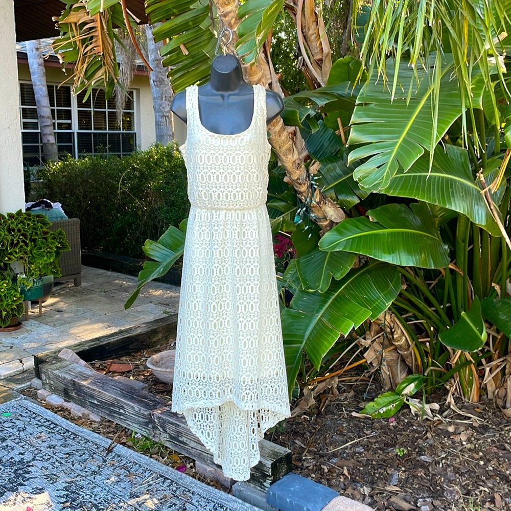 Crochet lace hi low maxi dress